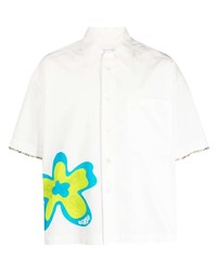 weißes Kurzarmhemd mit Blumenmuster von Bonsai