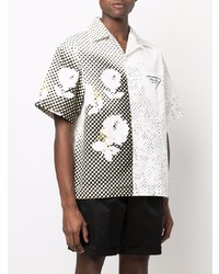 weißes Kurzarmhemd mit Blumenmuster von Prada