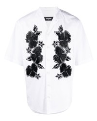 weißes Kurzarmhemd mit Blumenmuster von DSQUARED2