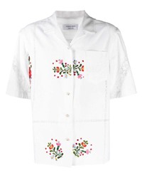 weißes Kurzarmhemd mit Blumenmuster von Marine Serre