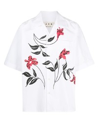 weißes Kurzarmhemd mit Blumenmuster von Marni