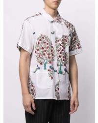weißes Kurzarmhemd mit Blumenmuster von Engineered Garments