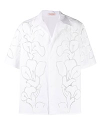 weißes Kurzarmhemd mit Blumenmuster von Valentino