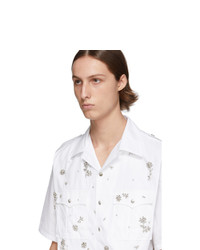 weißes Kurzarmhemd mit Blumenmuster von Prada