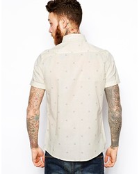 weißes Kurzarmhemd mit geometrischem Muster von Asos