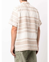 weißes Kurzarmhemd mit geometrischem Muster von Engineered Garments