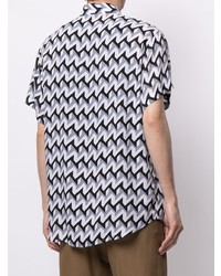 weißes Kurzarmhemd mit geometrischem Muster von Emporio Armani