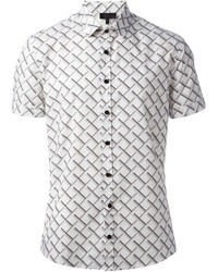 weißes Kurzarmhemd mit geometrischem Muster von Les Hommes
