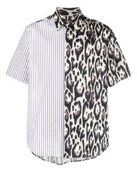 weißes Kurzarmhemd mit Leopardenmuster von Roberto Cavalli