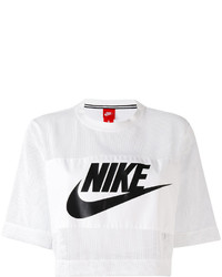 weißes kurzes Oberteil aus Netzstoff von Nike
