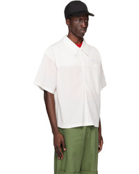 weißes Langarmhemd aus Seersucker von Spencer Badu