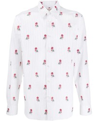 weißes Langarmhemd mit Blumenmuster von Alexander McQueen