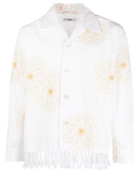 weißes Langarmhemd mit Blumenmuster von Bode