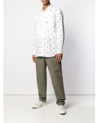 weißes Langarmhemd mit Blumenmuster von Comme Des Garcons SHIRT