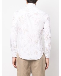 weißes Langarmhemd mit Blumenmuster von Eleventy