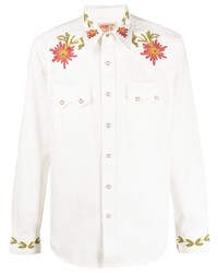 weißes Langarmhemd mit Blumenmuster von Ralph Lauren RRL