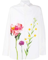 weißes Langarmhemd mit Blumenmuster von Valentino