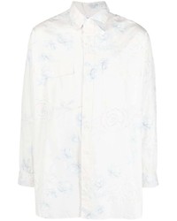 weißes Langarmhemd mit Blumenmuster von Yohji Yamamoto