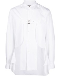 weißes Langarmhemd mit Flicken von Comme Des Garcons Homme Plus