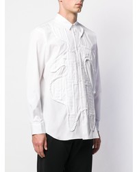 weißes Langarmhemd mit Flicken von Comme Des Garcons SHIRT