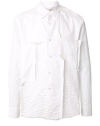 weißes Langarmhemd mit Flicken von Fumito Ganryu