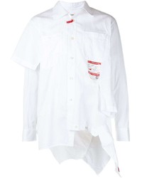 weißes Langarmhemd mit Flicken von Maison Mihara Yasuhiro
