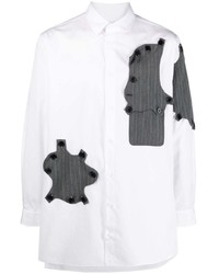 weißes Langarmhemd mit Flicken von Yohji Yamamoto