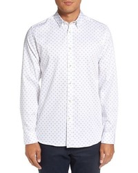 weißes Langarmhemd mit geometrischem Muster