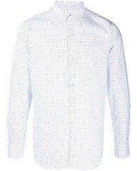weißes Langarmhemd mit geometrischem Muster von BOSS