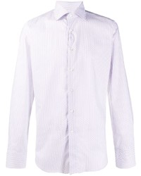 weißes Langarmhemd mit geometrischem Muster von Canali