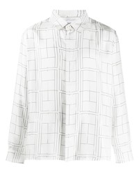 weißes Langarmhemd mit geometrischem Muster von Casablanca
