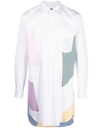 weißes Langarmhemd mit geometrischem Muster von Comme Des Garcons Homme Plus