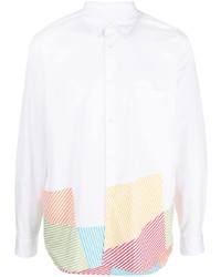 weißes Langarmhemd mit geometrischem Muster von Comme Des Garcons Homme Plus