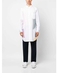 weißes Langarmhemd mit geometrischem Muster von Comme Des Garcons Homme Plus