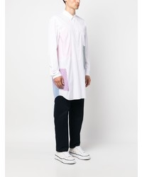 weißes Langarmhemd mit geometrischem Muster von Comme Des Garcons Homme Plus