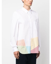 weißes Langarmhemd mit geometrischem Muster von Comme Des Garcons Homme Plus