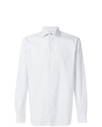 weißes Langarmhemd mit geometrischem Muster von Corneliani