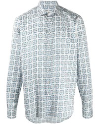 weißes Langarmhemd mit geometrischem Muster von Etro