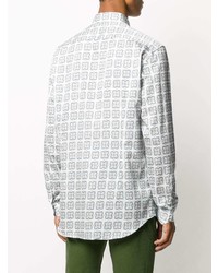 weißes Langarmhemd mit geometrischem Muster von Etro