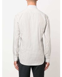 weißes Langarmhemd mit geometrischem Muster von Canali