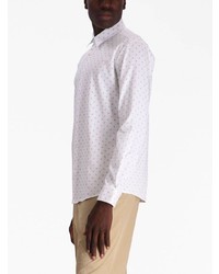 weißes Langarmhemd mit geometrischem Muster von BOSS