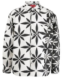weißes Langarmhemd mit geometrischem Muster von Kusikohc