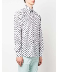 weißes Langarmhemd mit geometrischem Muster von Karl Lagerfeld