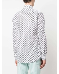 weißes Langarmhemd mit geometrischem Muster von Karl Lagerfeld