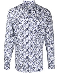 weißes Langarmhemd mit geometrischem Muster von PENINSULA SWIMWEA
