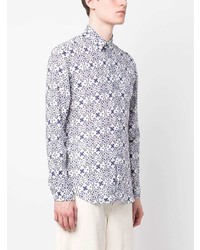 weißes Langarmhemd mit geometrischem Muster von PENINSULA SWIMWEA