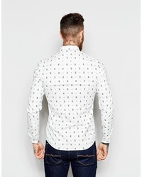 weißes Langarmhemd mit geometrischem Muster von Asos