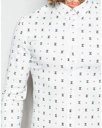 weißes Langarmhemd mit geometrischem Muster von Asos