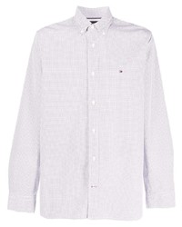 weißes Langarmhemd mit geometrischem Muster von Tommy Hilfiger