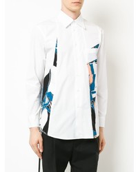 weißes Langarmhemd mit geometrischem Muster von Marni